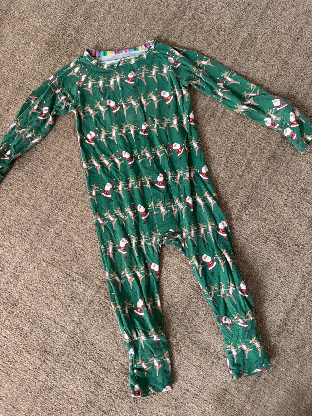 Magnetic Me Green Santa & Reindeer Holiday Footed One-Piece